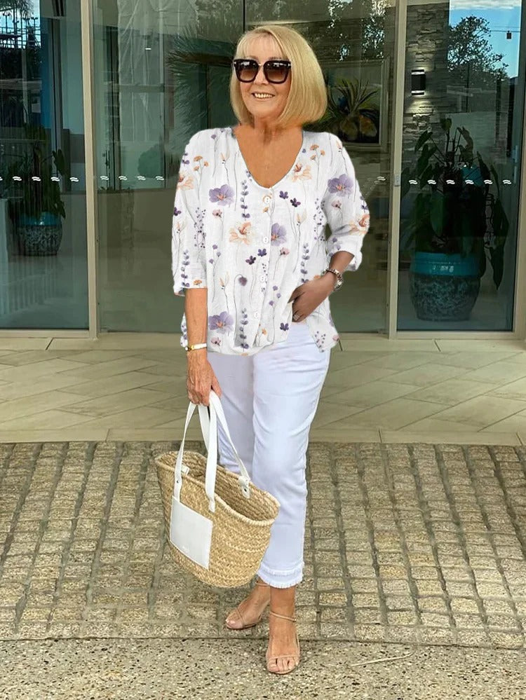 Marian - Floral Button Blouse
