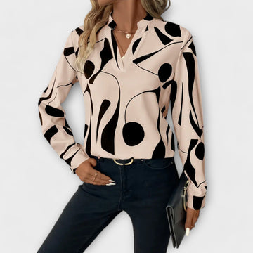 Sophie – Abstract Print V-Neck Blouse
