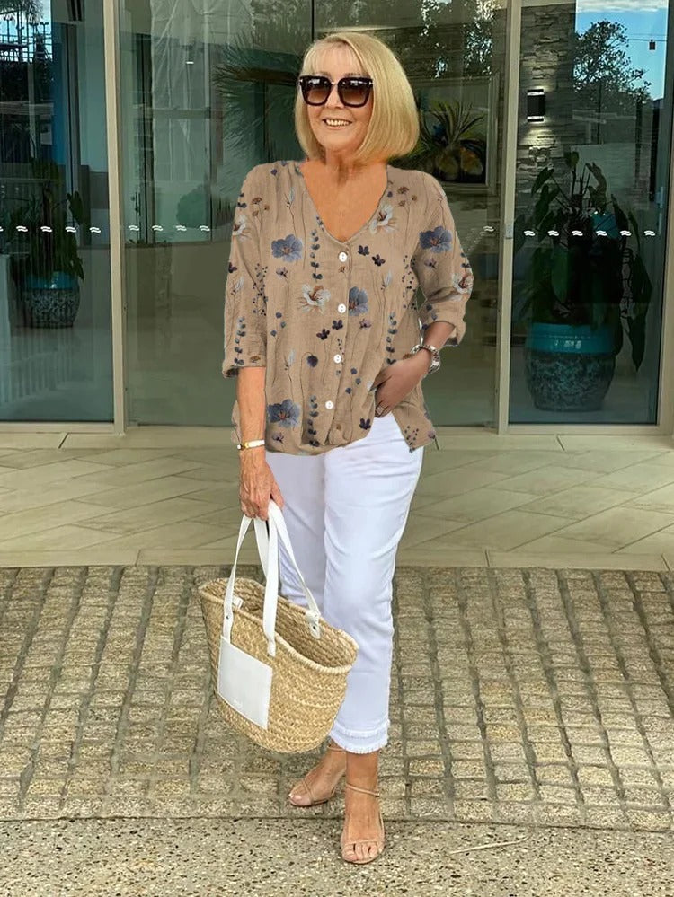 Marian - Floral Button Blouse