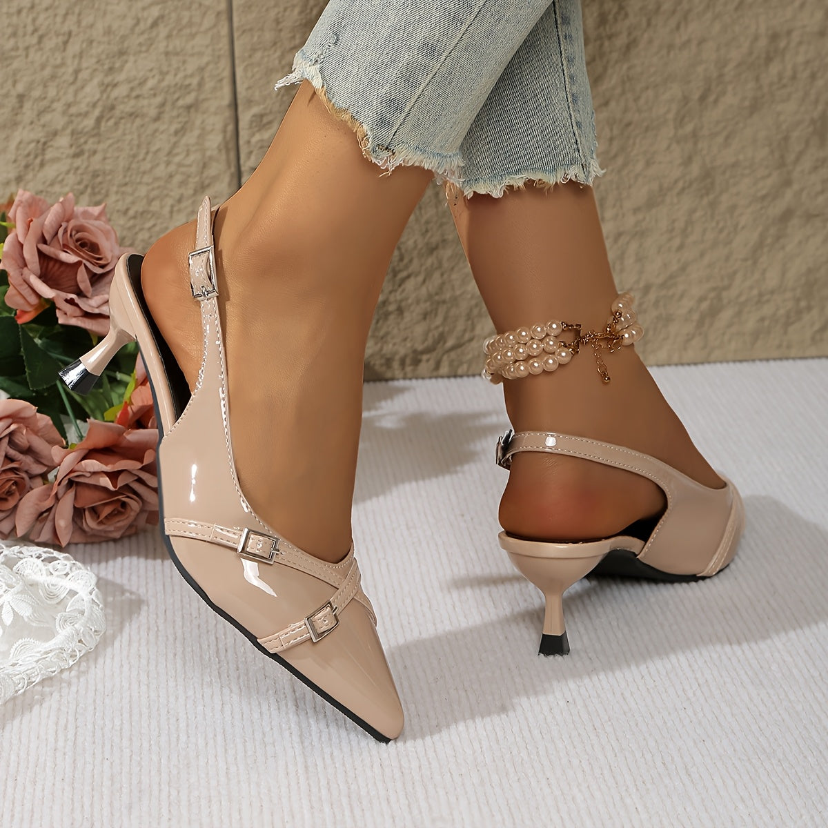 Vivienne – Patent Double Strap Kitten Heels