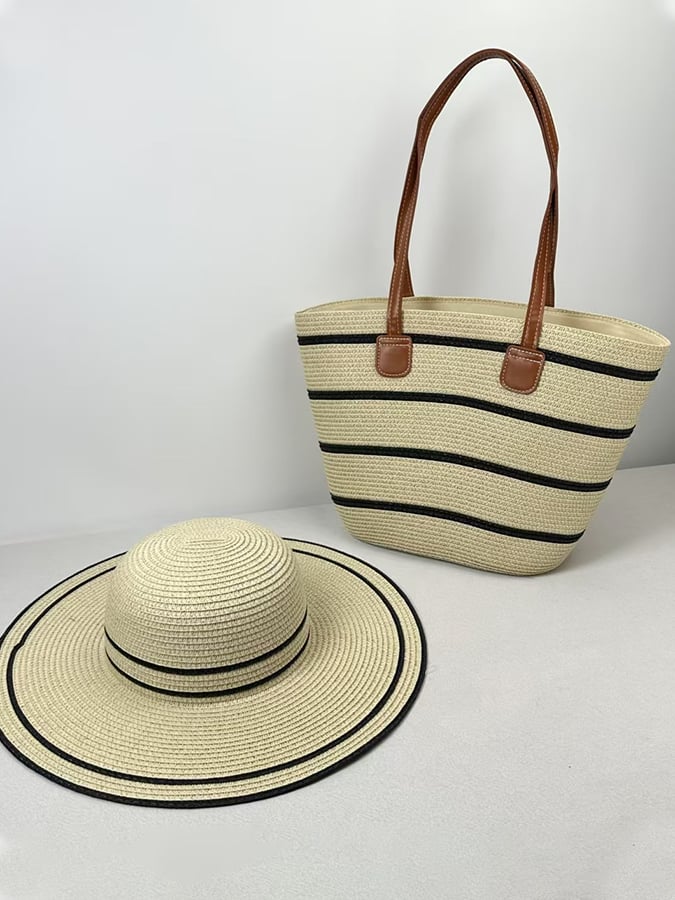 Solara Striped Summer Set – Bag & Hat Combo