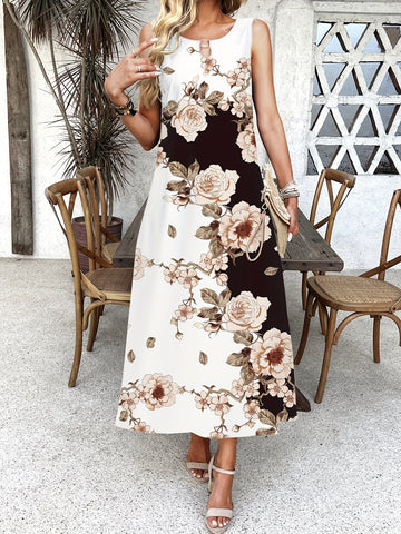 Indigo - Boho Chic Floral V-Neck Maxi Dress