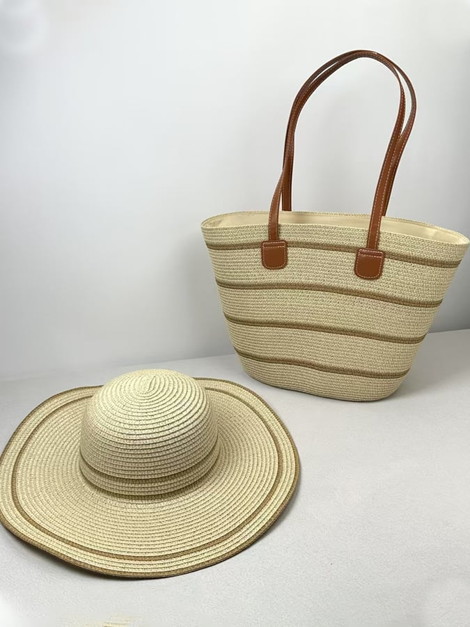 Solara Striped Summer Set – Bag & Hat Combo