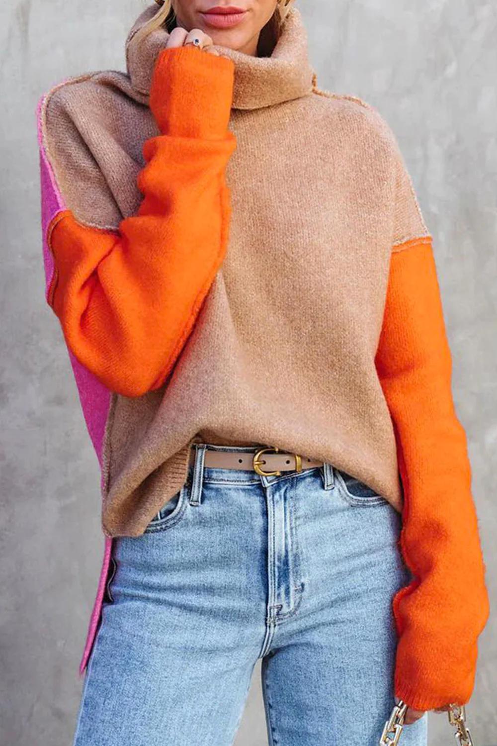 Cheryl | Women's Color Block Turtleneck