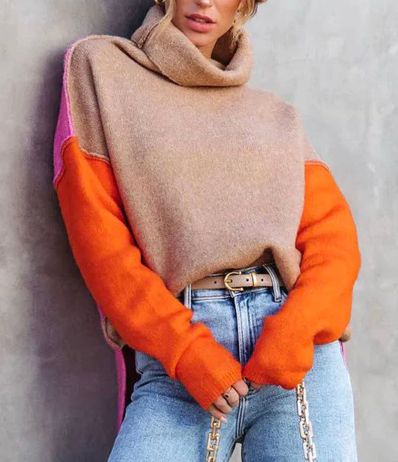Cheryl | Women's Color Block Turtleneck