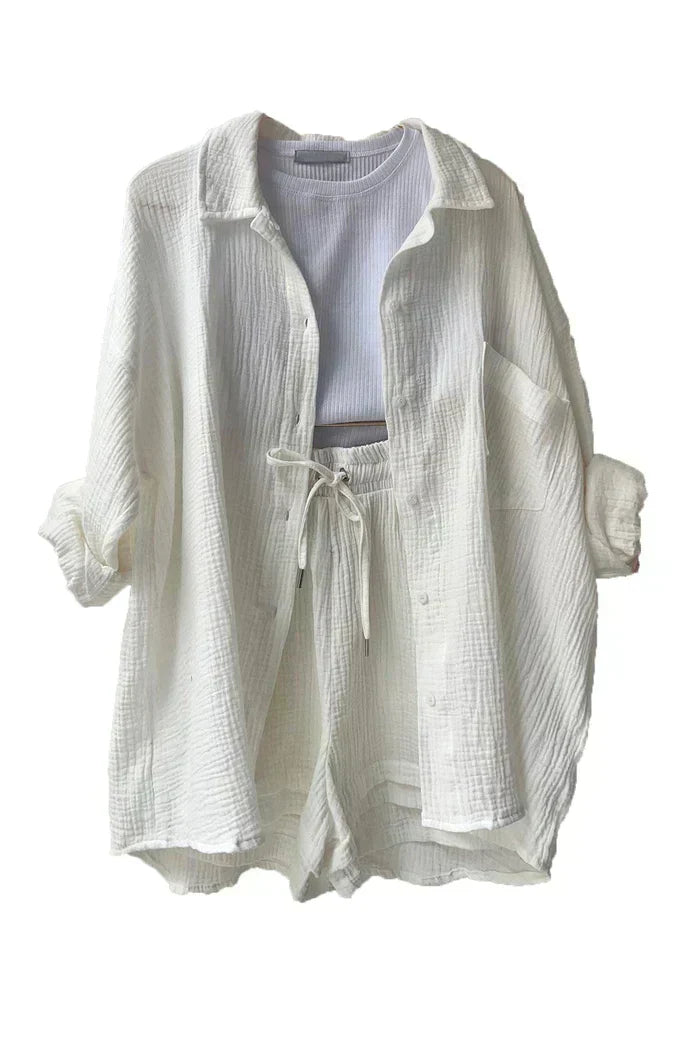 Avery – Solid Colour Shirt & Shorts Set