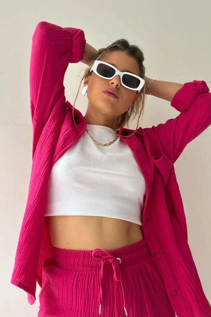 Avery – Solid Colour Shirt & Shorts Set