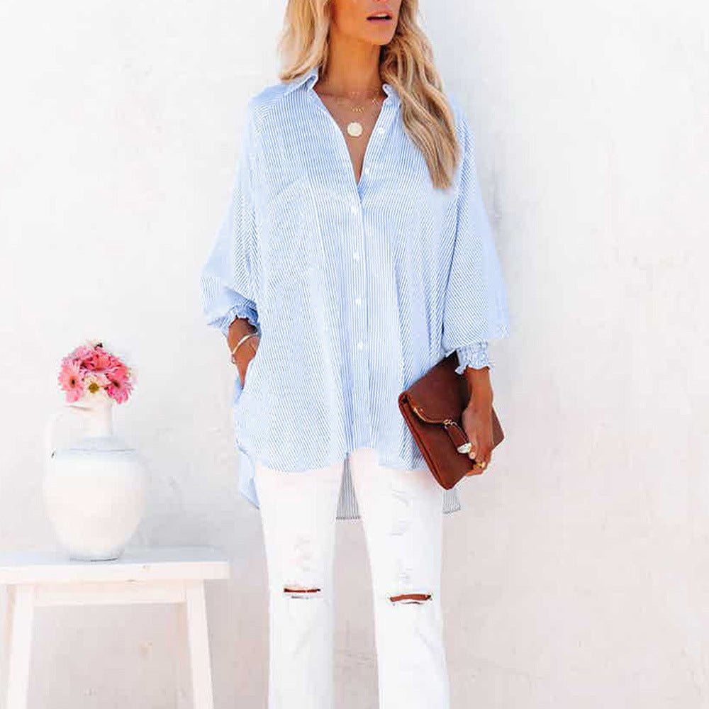 Sophie-Relaxed Striped Button-Up Blouse