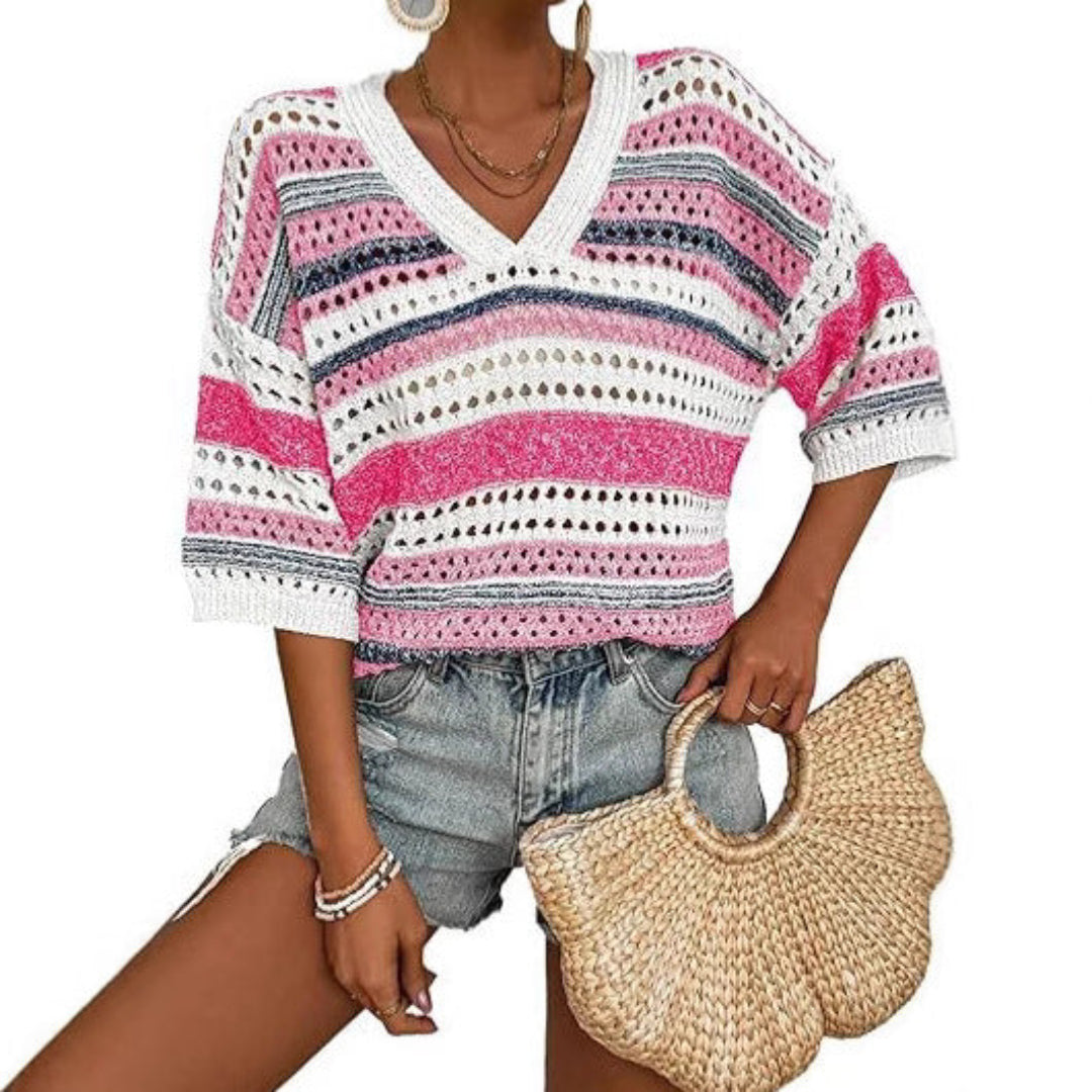 Maya – Boho Knit Stripe Pullover