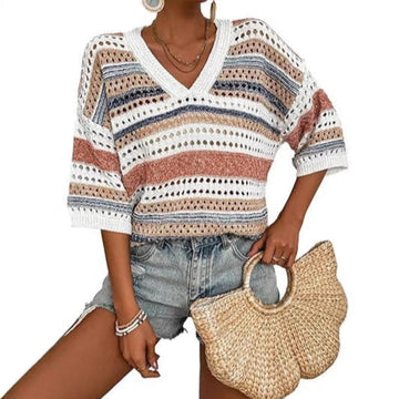 Maya – Boho Knit Stripe Pullover
