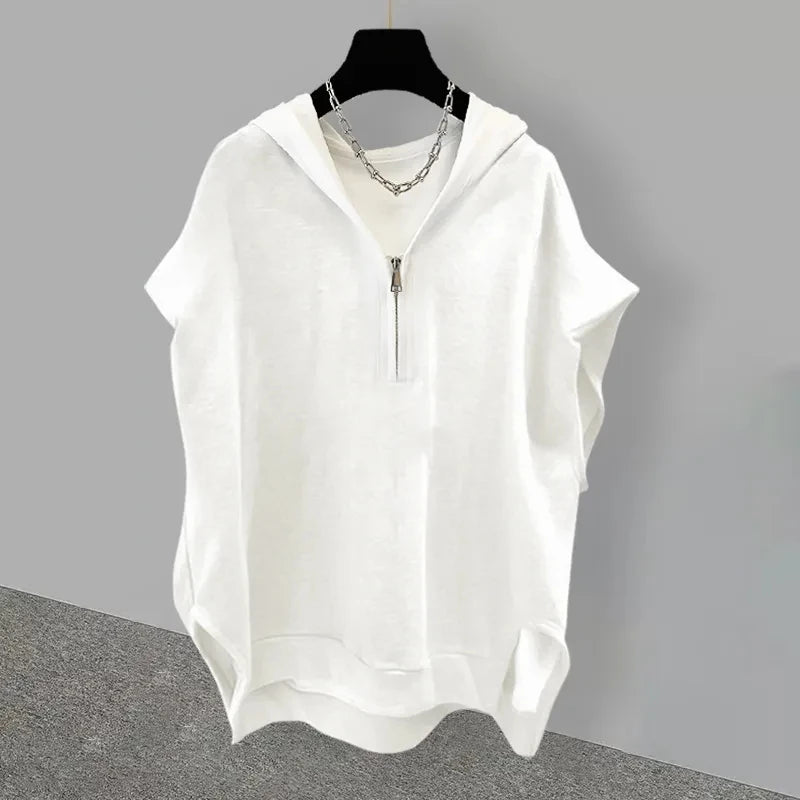 Jemma - Zip-Neck Relaxed Hoodie Top