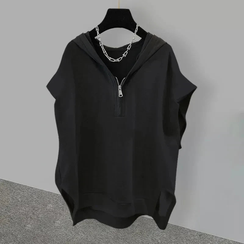 Jemma - Zip-Neck Relaxed Hoodie Top