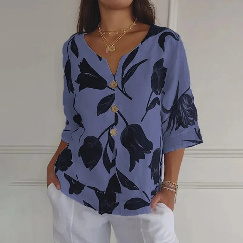 Emma- Bloom Button Front Blouse