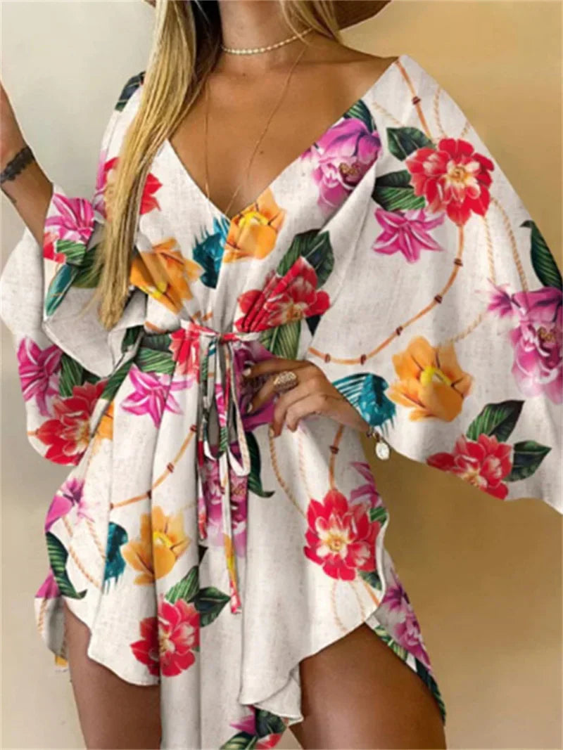 Daisy - Floral V-Neck Boho Mini Dress