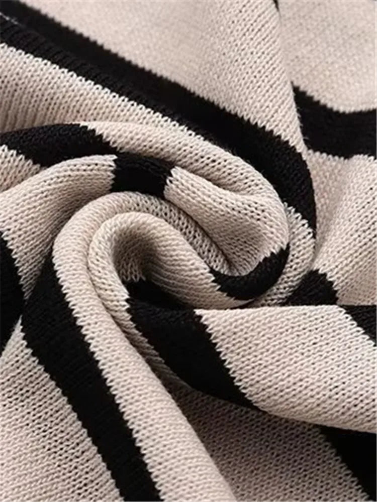 Lina-Plus Size Soft Knit Striped Hoodie Tee