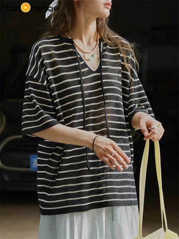 Nora-Striped Relaxed Hoodie Tee