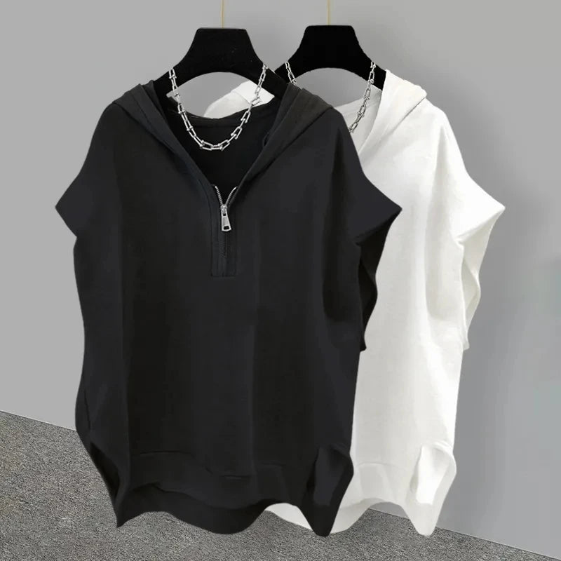 Jemma - Zip-Neck Relaxed Hoodie Top