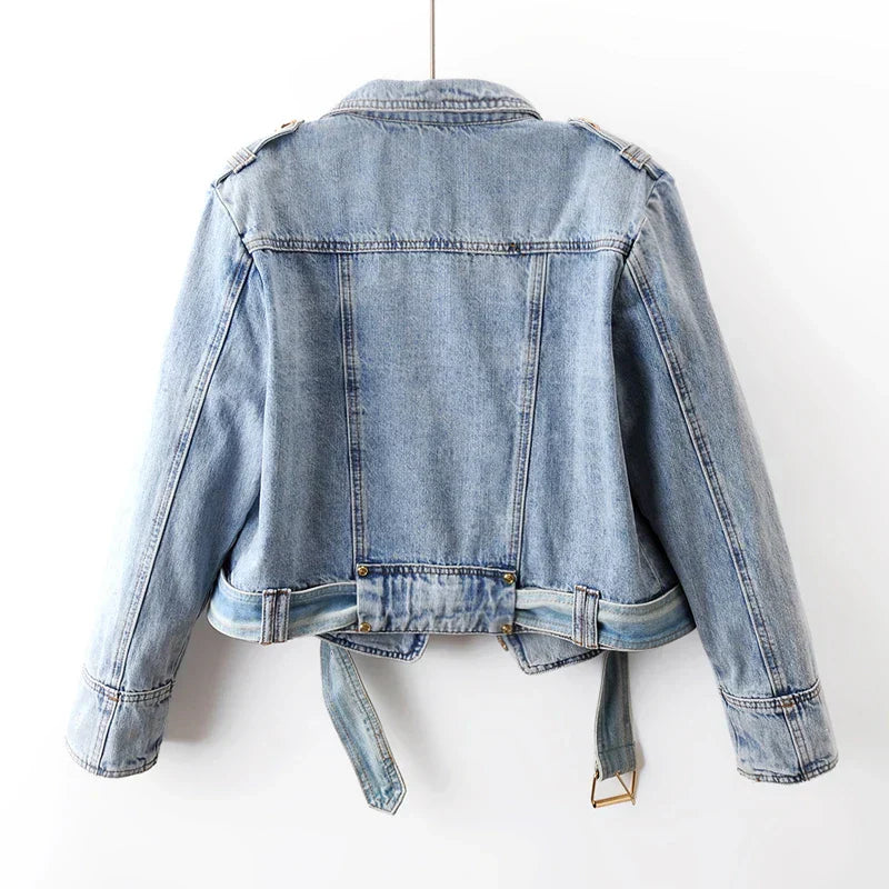 Drew - Cropped Moto Accent Jacket