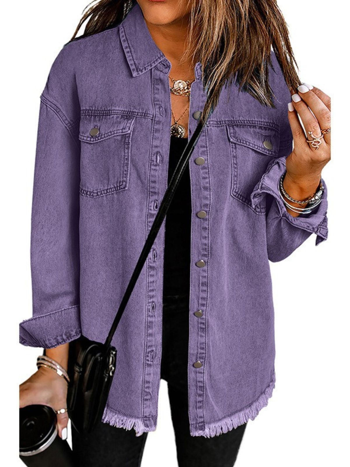 Harper-Denim Button-Up Jacket
