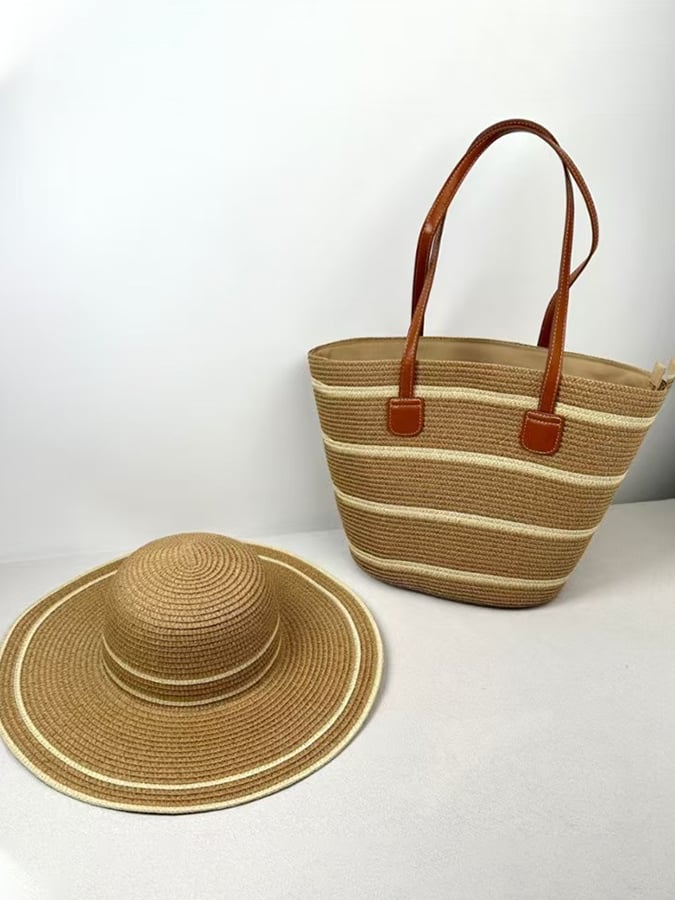 Solara Striped Summer Set – Bag & Hat Combo
