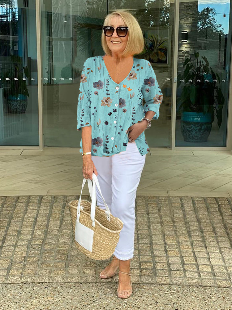 Marian - Floral Button Blouse