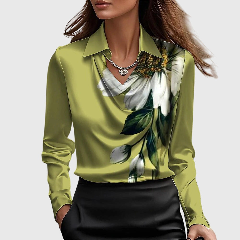 SYLVIA - BLOUSE WITH LUXURIOUS SHINE AND PLEATED COLLAR