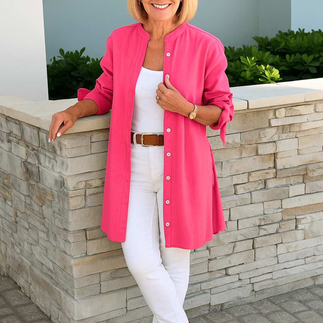 Laura-Flowy Button-Down Blouse