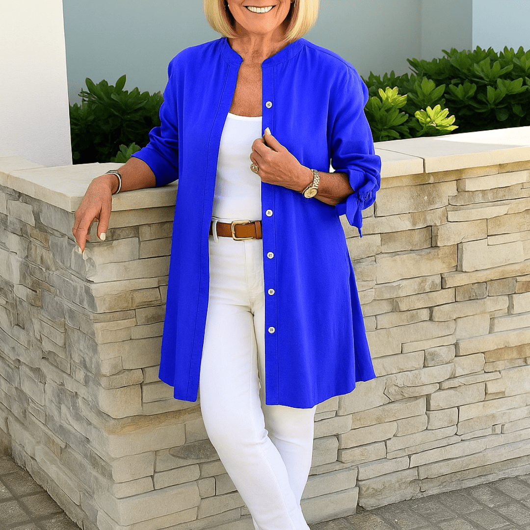 Laura-Flowy Button-Down Blouse