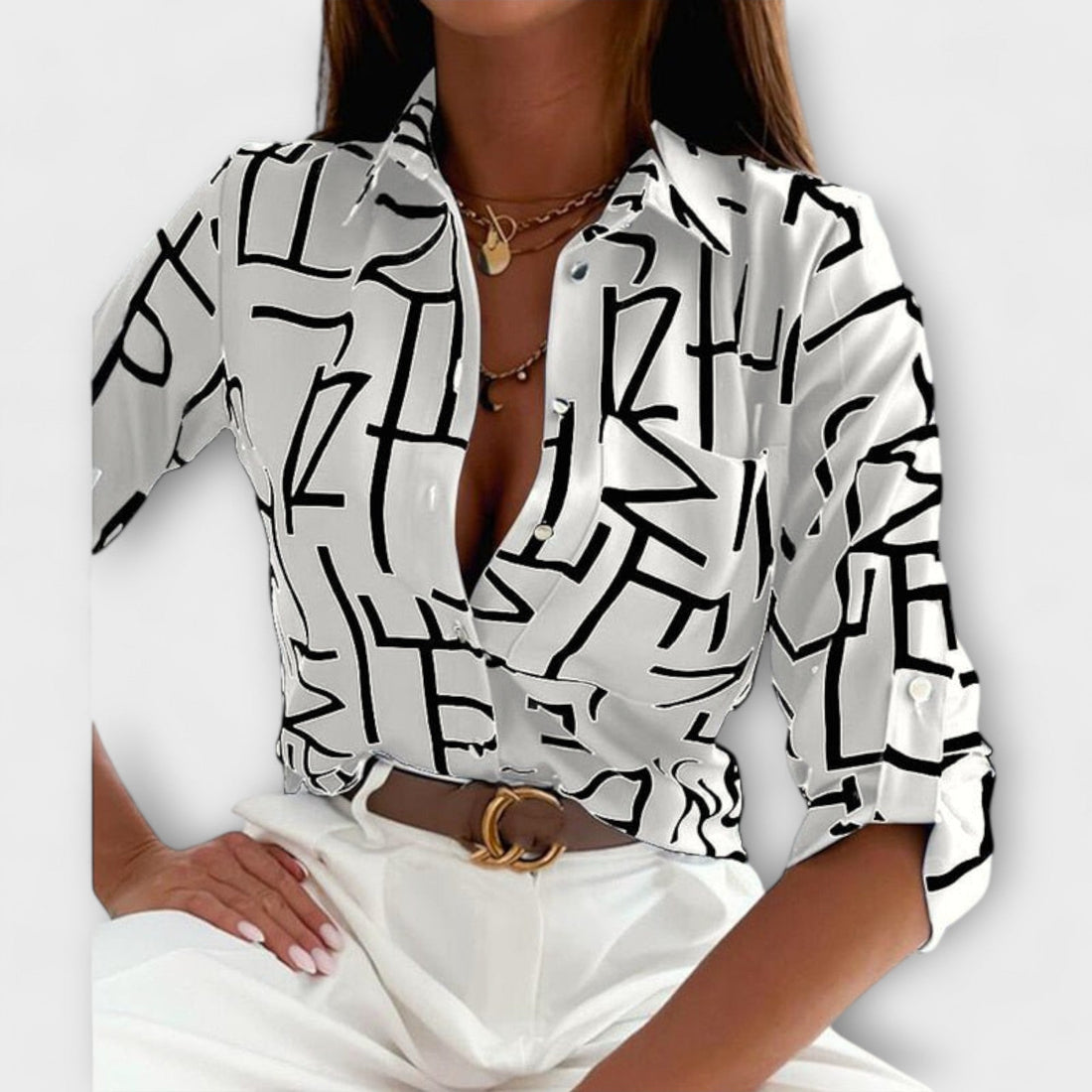 Capri-Mosaic Collared Blouse