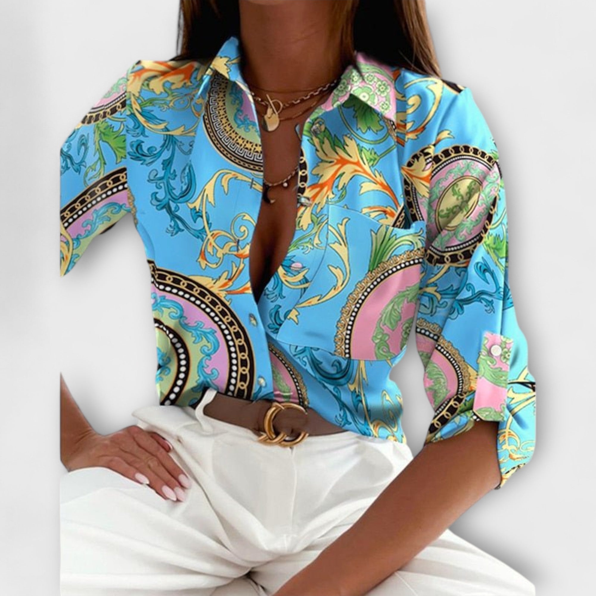 Capri-Mosaic Collared Blouse