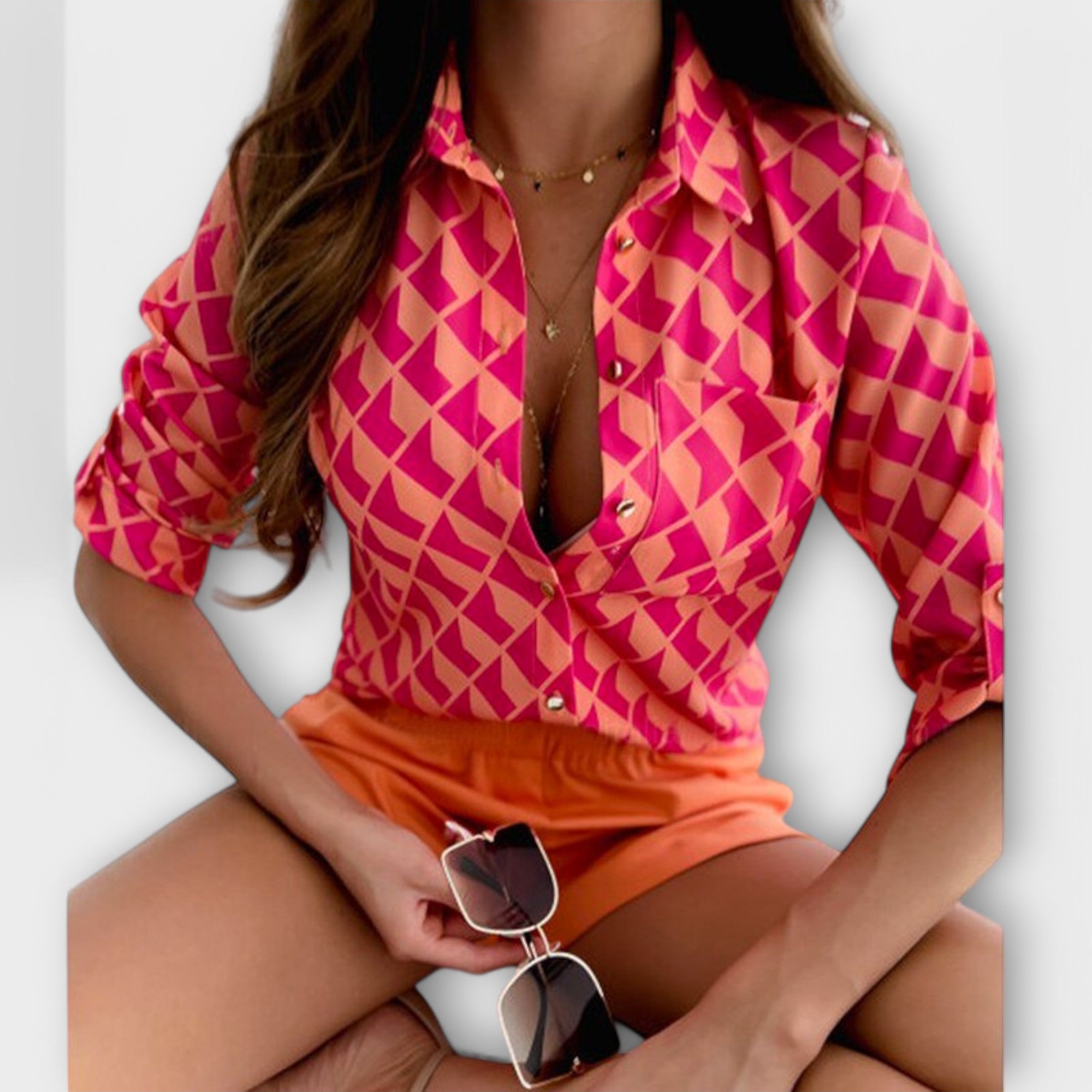 Capri-Mosaic Collared Blouse