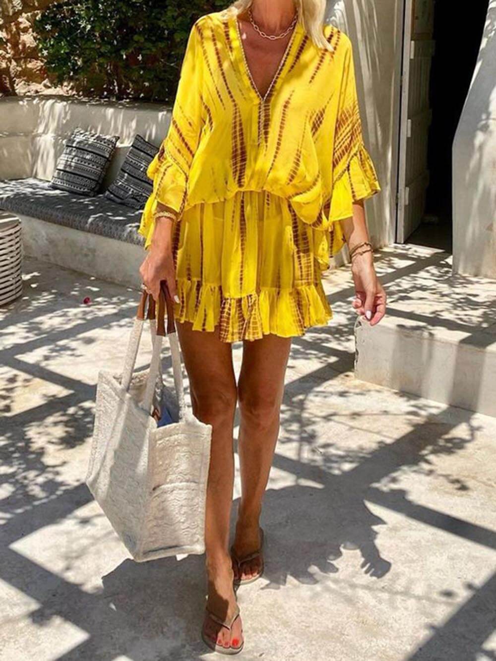 Lara - Soft V-Neck Casual Mini Dress