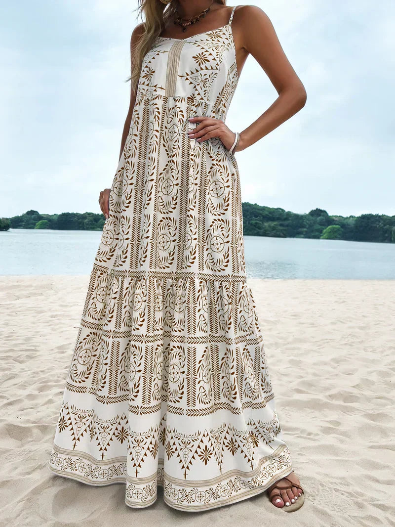 Tropical Flair: Women's Cami Dress with Ruffle Hem and Floral Print