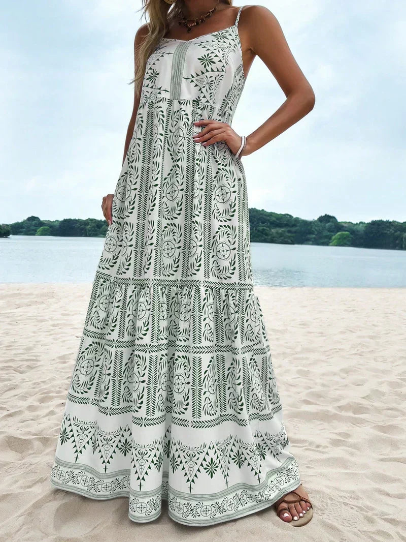 Tropical Flair: Women's Cami Dress with Ruffle Hem and Floral Print