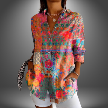 Freya-Bloom Boho Button-Up Blouse