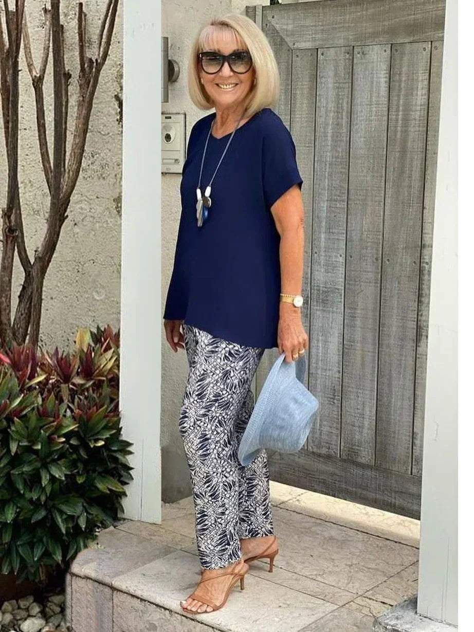 Claire-Soft Stretch Tee & Trousers Set