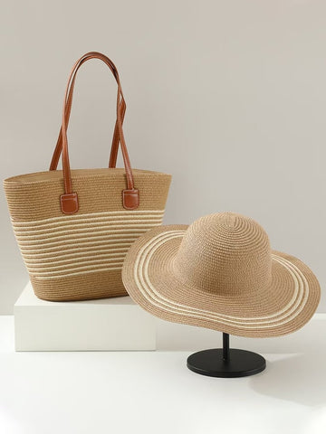 Solara Striped Summer Set – Bag & Hat Combo