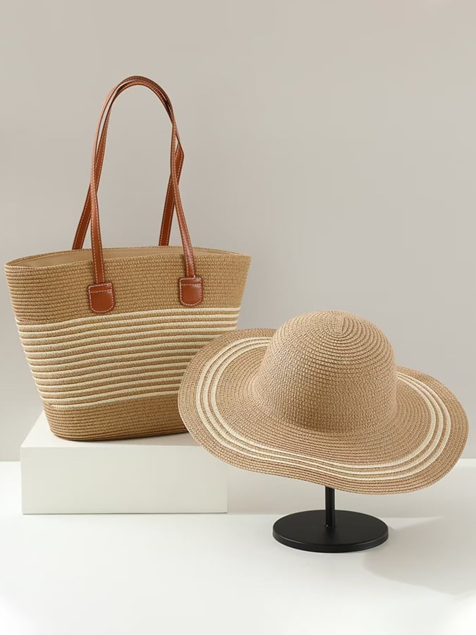 Solara Striped Summer Set – Bag & Hat Combo