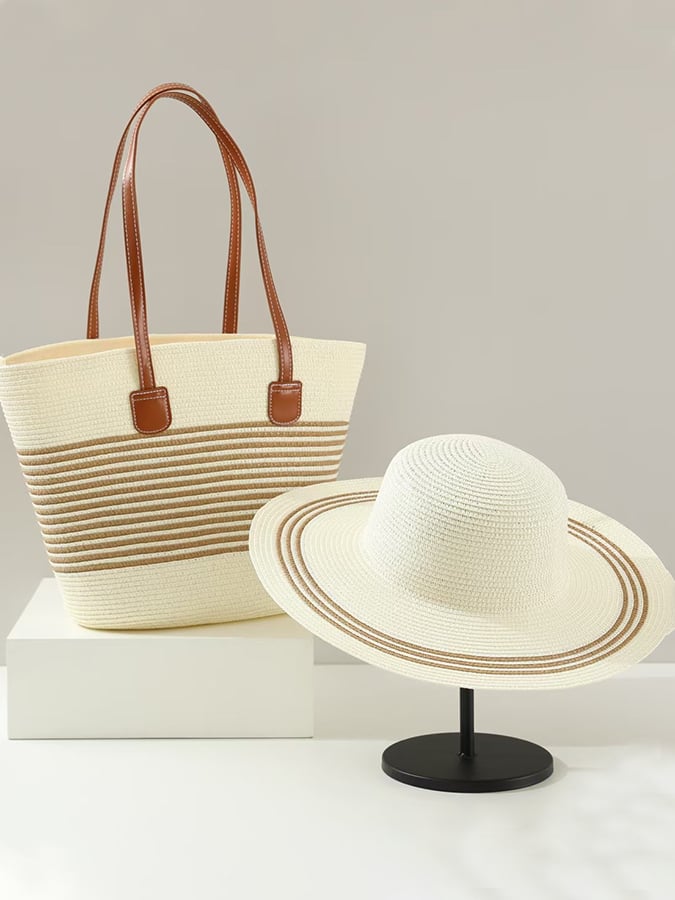 Solara Striped Summer Set – Bag & Hat Combo