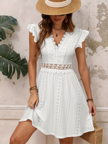 Delphine - High Waist Knitted Lace Mini Dress