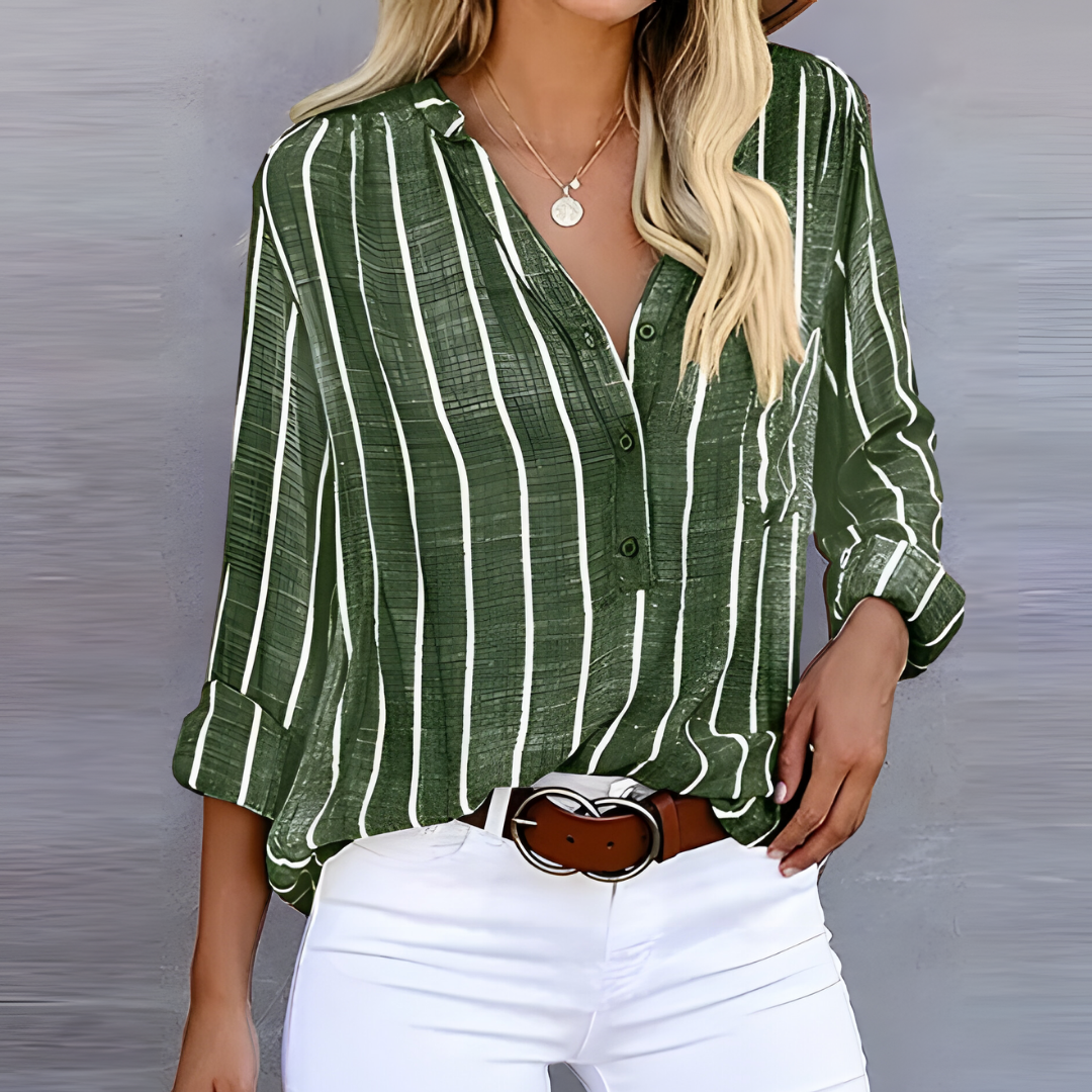 Raya-Striped Relaxed Fit Blouse