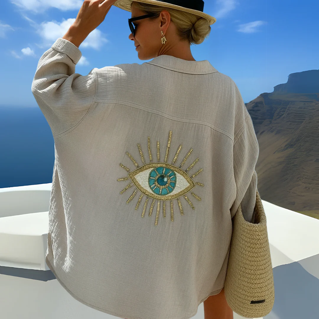 Santorini-Eye Linen Shirt