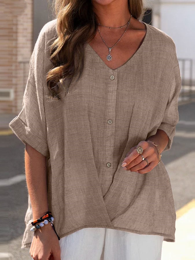 Leona-Relaxed  Button Blouse