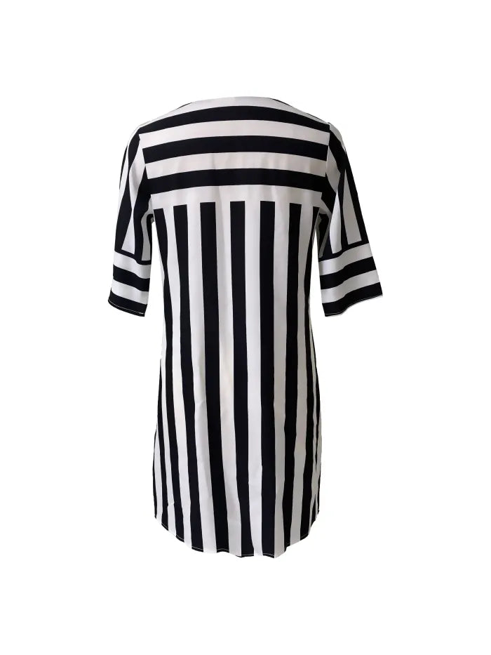 Faith - Casual Striped Dress With Notched Neckline