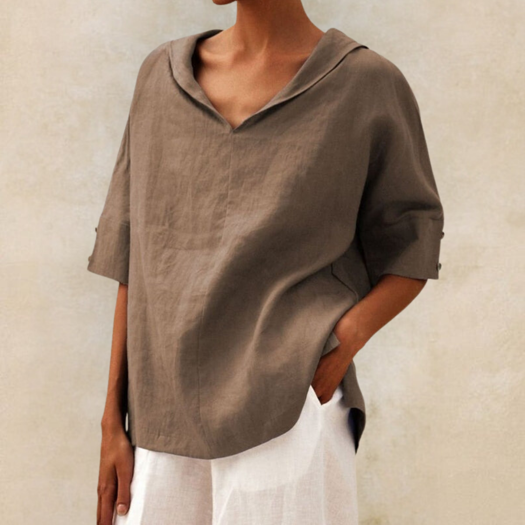 Lilia - Elegant V-Neck Work Pullover Top