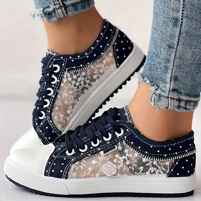Daisy-Lace Polka Dot Trainers