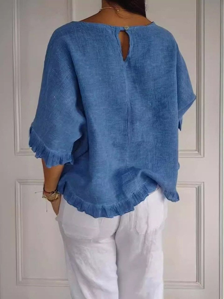 Azure-Coast Ruffle Blouse