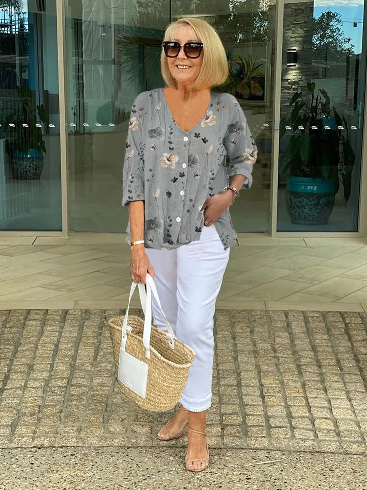 Marian - Floral Button Blouse