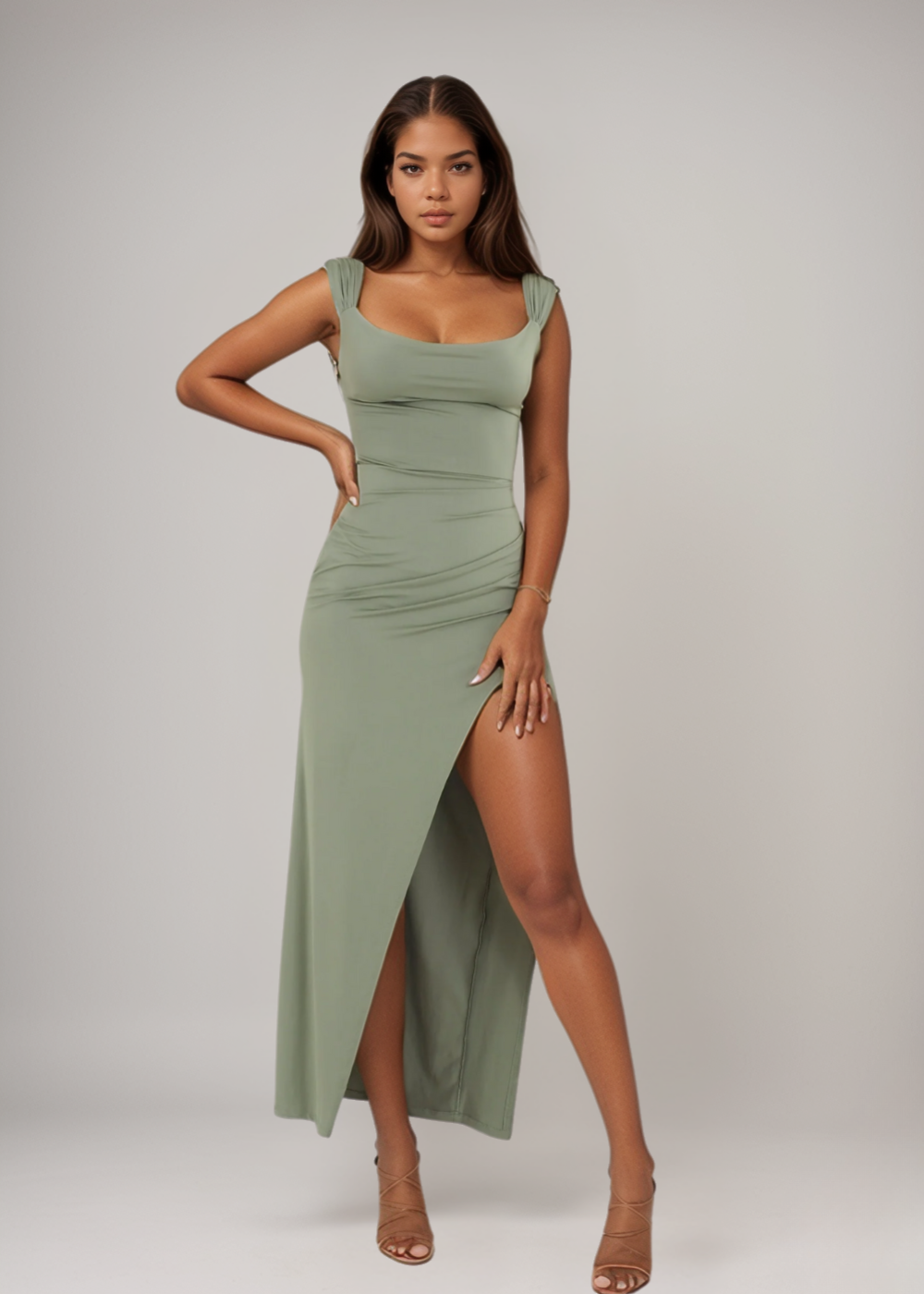 Claire™ Ruched Slit Dress
