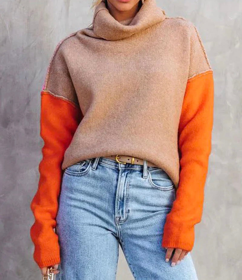 Cheryl | Women's Color Block Turtleneck